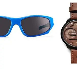 Rectangle SunglassWatch - for Men & Women for Boys & Girls ED620- LED Digital Pack of 2 Brown Watch as
