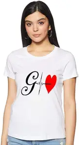 Printed Women Round Neck White T-Shirt CW_WPRNT#G003-S