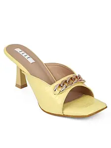 ELLE Women's Yellow Slim Heel Sandal