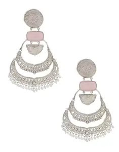 Anuradha Oxidized Silver Colour Long Earrings For Stylish Women & Girls | Navratri Jewellery | Oxidized Garbha Earrings Set