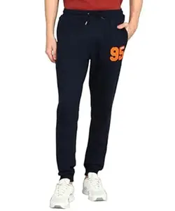 Alan Jones Clothing Men Mid Rise Cotton Blend Joggers Track Pants | French Terry | Zipper Pocket | Casual, Gym & Lounge Wear