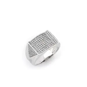 Kanani Jewels Silver Round Cut Diamond Engagement Wedding Finger Ring For Men and Boys