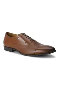 Louis Philippe Men Brown Leather Oxford Shoes