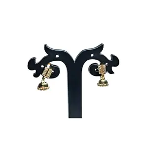 TTF The Tribe Fashion Traditional-Plated Jhumka Earrings, Black Floral Design | Ethnic Drop Style