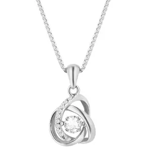 ZAVYA 925 Sterling Silver Modern Cubic Zirconia Anti Tarnish Rhodium Plating Pendant Necklace | Gift for Women and Girls | 1 Year Plating Warranty