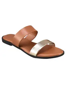 TRYME Alluring Women Flats Fashion Brown Sandals Stylish Comfortable Casual Slip-on Flat Daily use Flats for Women And Girls