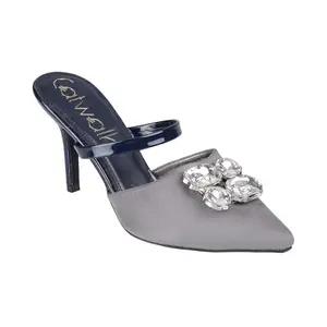 Catwalk Women Stylised Open Back Kitten Heels | For Women & Girls (GREY,7 UK)