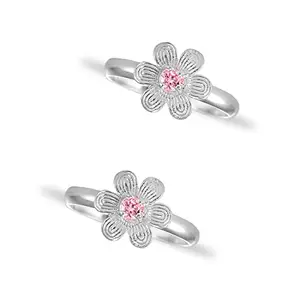 TARAASH 925 Sterling Silver Floral Toe Ring | Silver Toe Ring | Chandi Toe Ring