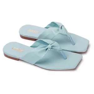 Naitik Women's Flat Sandal T-Strap Fashionable Chappal Slipper for Girls (Sky Blue)