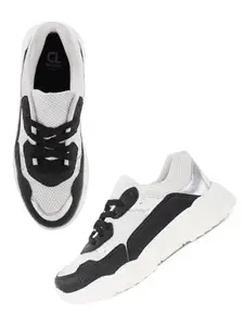Carlton London Women White Black Comfortable Lace-Up Snakeer with Heels, for for Casual, Walking & Daily Use (40)