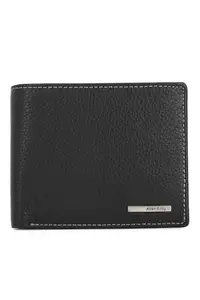 Allen Solly Men Black Textured Leather Wallet
