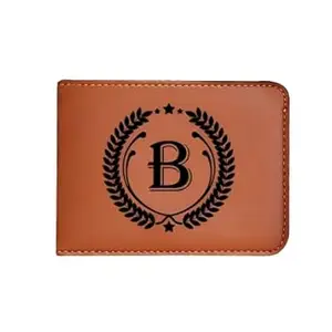 NAVYA ROYAL ART Men's Leather Wallet - Alphabet Name Leather Wallet for Mens - B Letter Printed on Wallet - Brown
