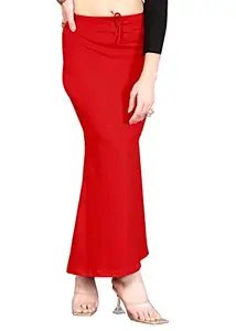 VJ Fashion Flare Saree Shapewear, Petticoat, Skirts for Women, Cotton Blended Shape Wear for Saree_Freesize Red