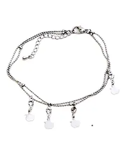 La Belleza Anklets Apples Hanging | Rhinestone | Rhodium Color | Designer Payal For Girls and Women