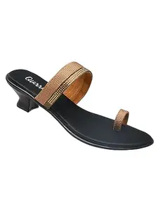 AJANTA Womens Brown & Black Flat Sandal CL0840