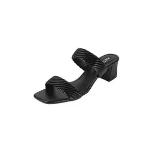 Metro Women's Black textured Double Strap Heel Sandal UK/6 EU/39 (40-365)