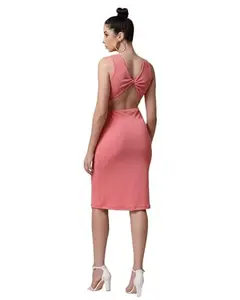 styeless Bodycon Dress for Women (Medium, Pink)