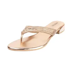 Metro Women Rose Gold Synthetic Leather Ehnic Slip-on Sandal UK/7 EU/40 (35-4988)