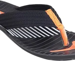 Stylish Men Flip-Flop Slipper | Slippers for Mens | Lightweight & Comfortable Indoor/Outdoor Slipper (Orange::Black, 7 UK)