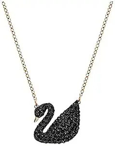 Rhinestones Studded Black Duck Pendant Necklace