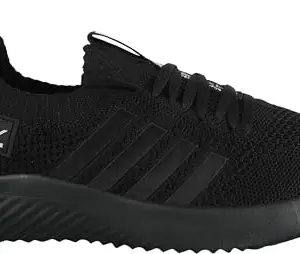 TRV Men's Sports Shoes with Memory Foam Cushioned Insole| Comfortable & Stylish| (Black) |9|