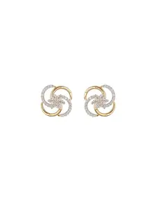 SARAF RS JEWELLERY Gold Rhodium CZ Minimal Office Wear Studds Earring