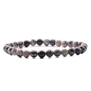 Plus Value Picasso Jasper Stone Bracelet Vastu Feng Shui Chakra Aura Personal Reiki Healing Crystals (Beads Size 6mm,Jute Bag)