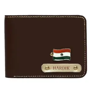The Unique Gift Studio Customised Men's Leather Wallet - Name & Logo Printed on Wallet - Brown