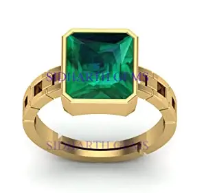 AKSHITA GEMS 5.50 Carat Natural Emerald Ring (Natural Panna/Panna stone Gold Ring) Original AAA Quality Gemstone Adjustable Ring Astrological Purpose For Men Women By Lab Certified