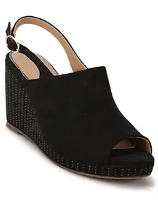 Marie Claire womens PANDORA PLATFORM BLACK Heeled Sandal - 3 UK (7616045)