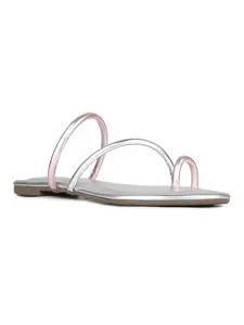 Inc.5 Womens Silver Solid One Toe Casual Flat Sandals