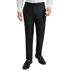 Raymond Men's Slim Fit Polyester Blend Structure Pattern Flat Front Formal Trouser (Size: 86)-RMTS05212-K8 Black