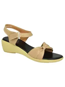 AJANTA Women Stylish Wedge Sandals with Extra Soft Cushioned Footbed, Ankle Strap & Open Toe Style