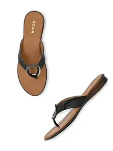 ROCIA By Regal Black Women Casual Thongs With Buckle