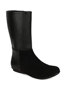 Bruno Manetti Women's Black calf Length slipon with side ziper Boots