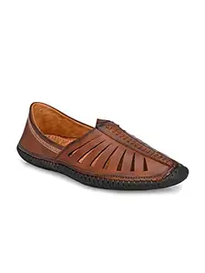 EL PASO Men's Tan Mojaris Designer Slip On Casual Shoes - 2753Tan_9