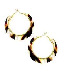 Anuradha Art Jewellery Brown Colour Fancy Pair of Hoop Earrings for Girls