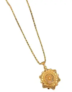 Classic Floral Pendant Necklace for Women | Gold Plated Chain with Intricate Mandala Design For Women's