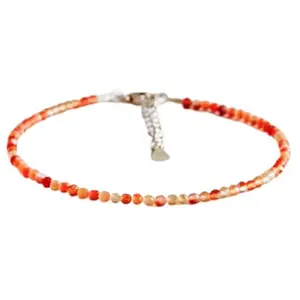 RRJEWELZ Shaded Carnelian Rondelle Beaded Bracelet – Smooth 2mm Multicolor Stones with Silver Lock – 7 Inch Adjustable link Bracelet for Men & Women|LCBR_RR_06058