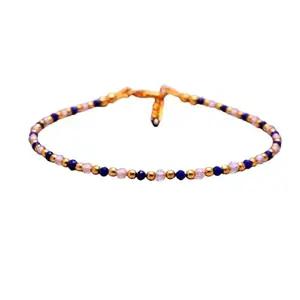LKBEADS Natural Round Shape Smooth Cut Beads Stretchable Bracelet for Men & Women Lapis Lazuli & citrine Rondelle Faceted Multicolor 7 Inch Adjustable Bracelet