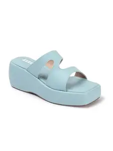 ELLE Women Wedge Heel Sandal, Sky Blue, UK-4