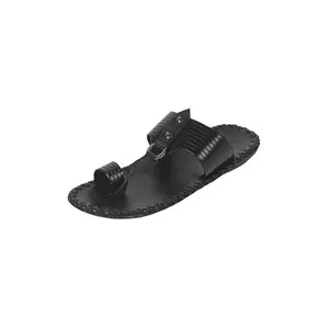 Mochi Men Black Synthetic Leather Kolhapuri Chappal UK/7 EU/41 (16-1128)