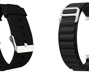 ACM Pack of 2 Watch Strap Slide 42mm 44mm 45mm 46mm 49mm Silicone & Nylon Belt compatible with Hammer Ultra Classic Smartwatch Casual Classic with Sports Hook Band (Black)