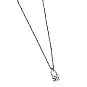 GLAMZIND FASHION Glamzind Chessboard Padlock Necklace - Stylish Pendant Jewelry Accessory with Chain, Ideal for Men and Women