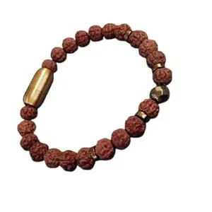 Rare Gems Gallery AAA+++ Rated 5 Mukhi Rudraksha Original Certified Bracelet with Pairight Bead Most Desirable Ruthratcham Bracelet for Women Men रुद्राक्ष ब्रेसलेट विथ मैगनेटिक क्लास्प