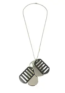 Uniqon Unisex Metal Fancy & Stylish Solid Army Military Dog Tag Plain Blade Pendant Locket Necklace With Chain Religious Spiritual Jewellery Set