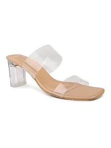 Inc.5 Womens Tan Party Wear Transparent Square Heels