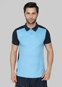 Vector X OMT-175 Men's Polyester Half Sleeve Polo Neck T-Shirt Sky