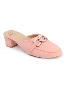 Carlton London Women Peach Stylish Slip-on Casual Wear, Party and Formal Wear Mule with Block Heels (37)