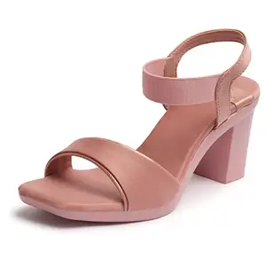 XE Looks Trendy peach Heel sandals for women-UK 7